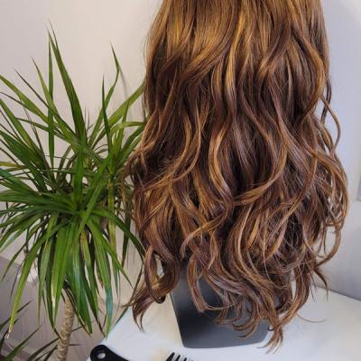 Lighly curled long brunette wig