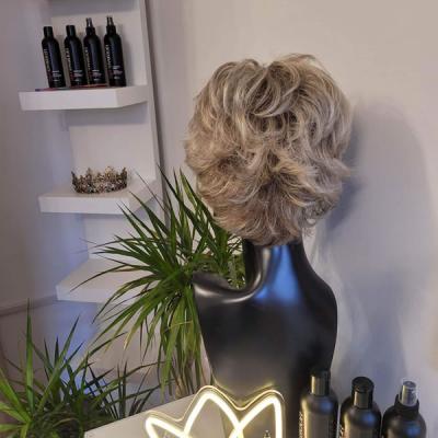 Short wavy styled blonde wig