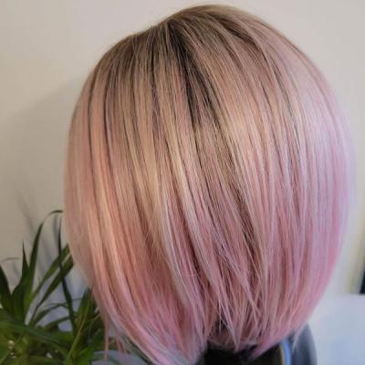 Bob style pink and blonde wig